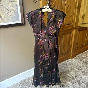 Cinq a Sept Pink and Red Wrap Sundress with Flutter Sleeves